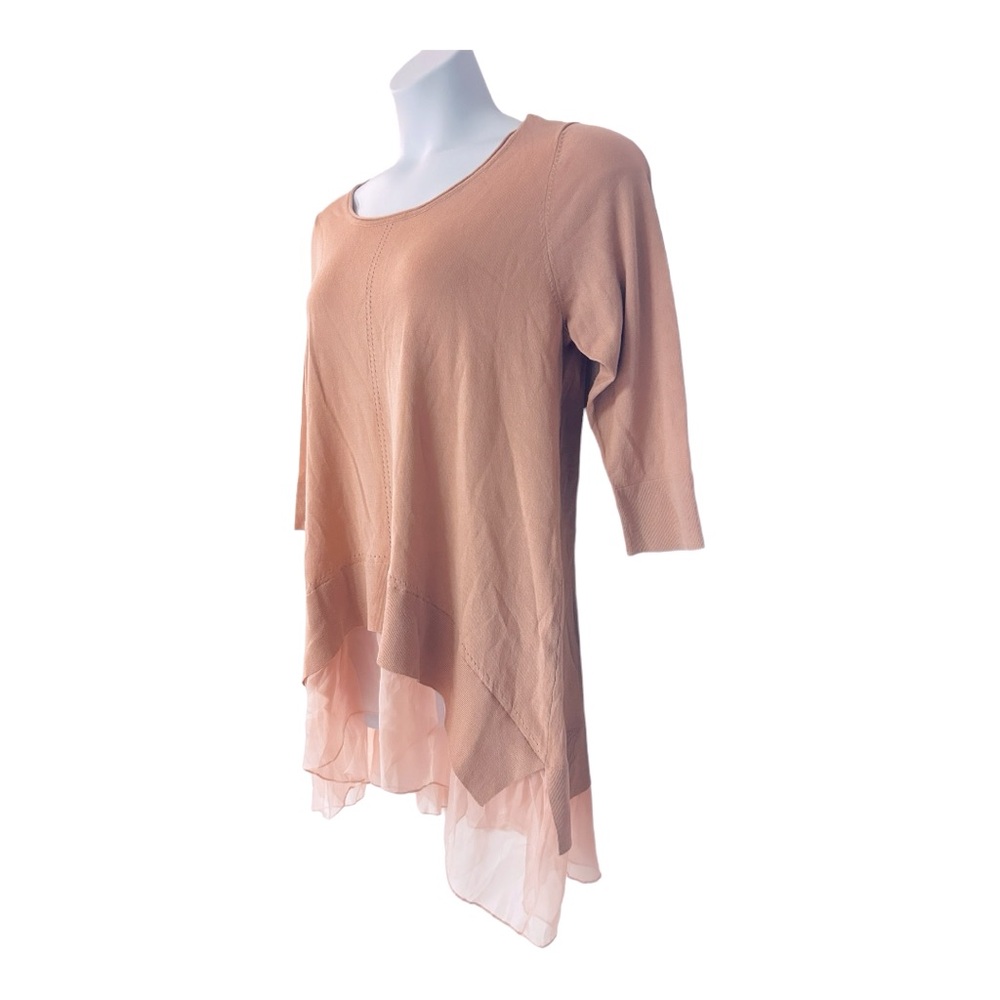Monroe & Main Flutter Hem Light Sweater Blush Pink Hi Low Romantic Tunic Top - Picture 5 of 16